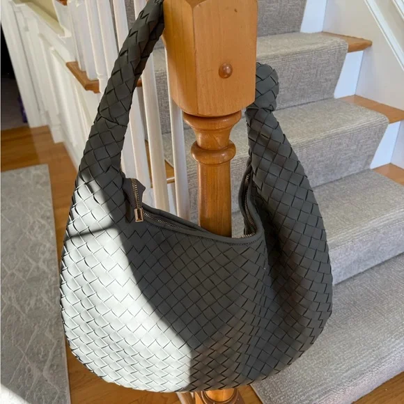 Anthropologie Brigitte Woven Hobo by Melie Bianco; Vegan Leather-Gray; Large - Picture 2 of 3
